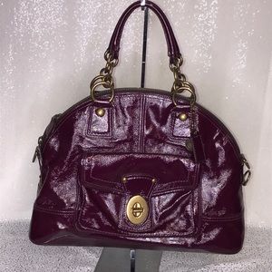 COACH Francine Purple Patent Leather Handbag